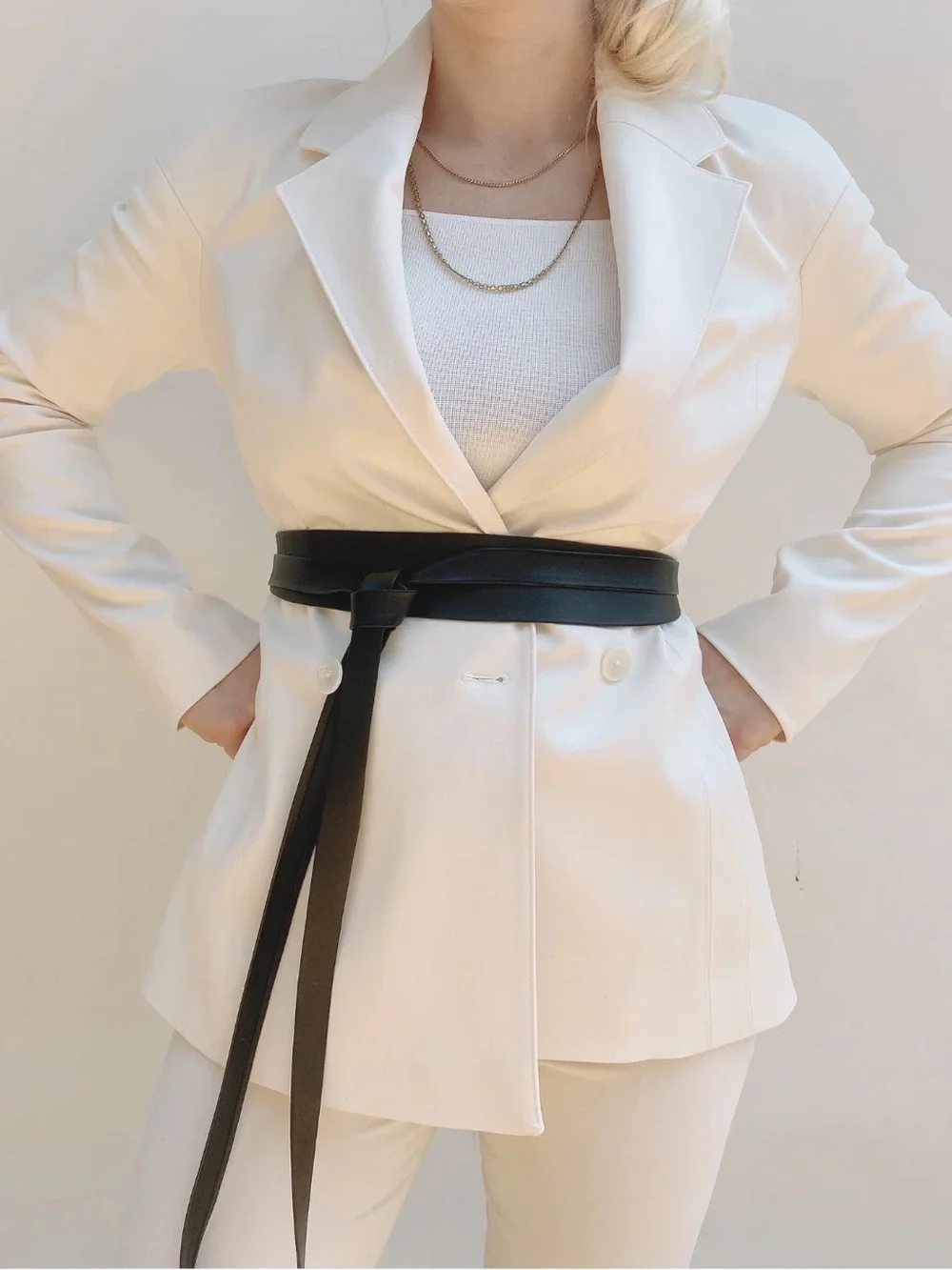 ADA | Midi Wrap Leather Belt - Black